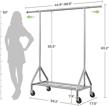 Clothes Rack Load 450 LBS, Heavy Duty Garment Rack, Standing Rolling Metal - Image 7