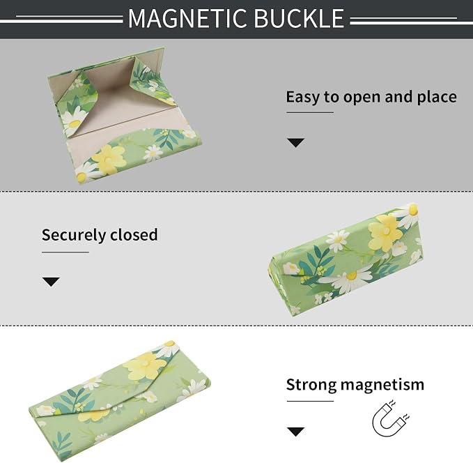 Foldable Glasses Case, Magnetic PU Leahter Sunglasses Case, Cute Hard Shell - Image 5