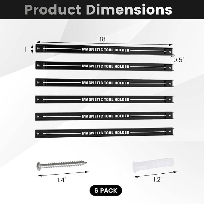 Goplus 6PCS 18" Magnetic Tool Holder, Wall Mounted 176LBS Capacity Magnetic - Image 5