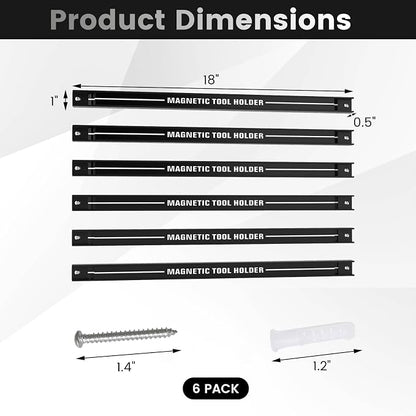 Goplus 6PCS 18" Magnetic Tool Holder, Wall Mounted 176LBS Capacity Magnetic - Image 5