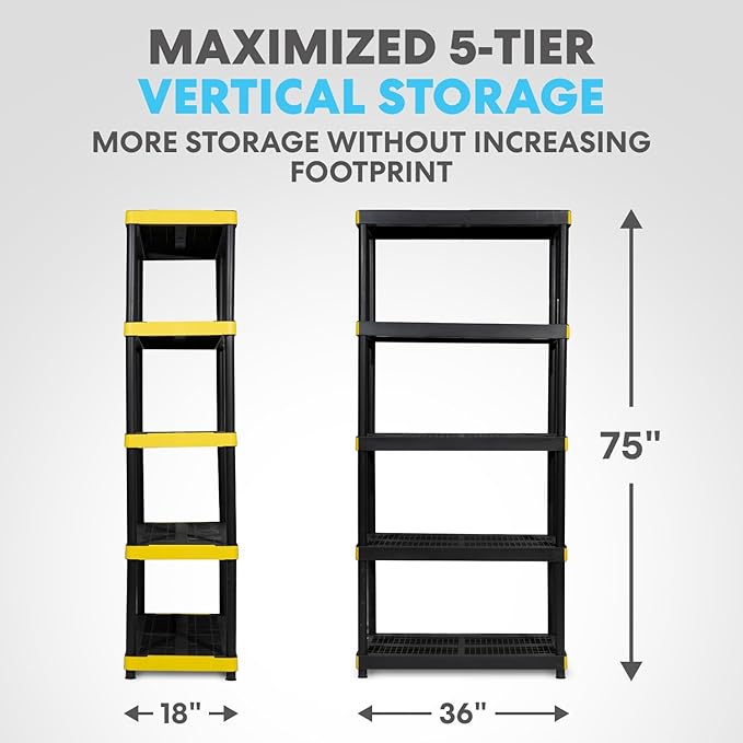 Simpli-Magic 5-Tier Heavy Duty Plastic Storage Shelving Unit, Garage & Basement - Image 2