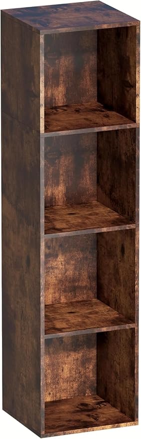 Cube Storage Organizer, 4 Cube Retro Bookshelf, Freestanding 4 Tier Open Shelf - Image 6