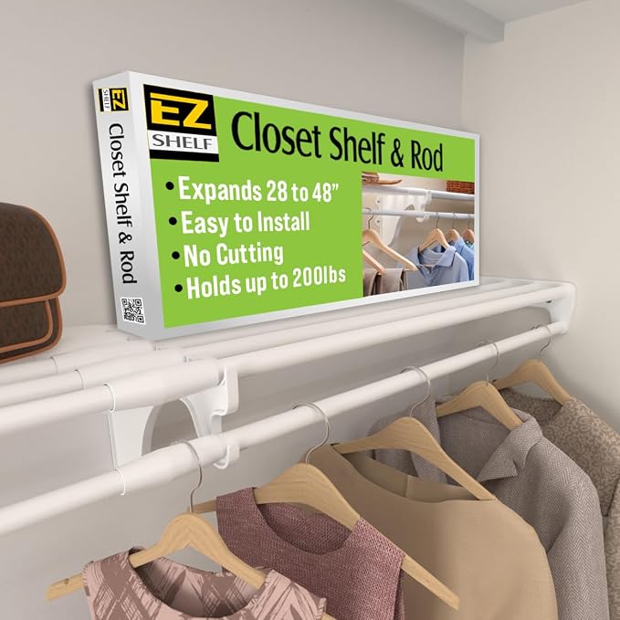 EZ SHELF Closet Shelf with Hanging Rod by EZSHELF
