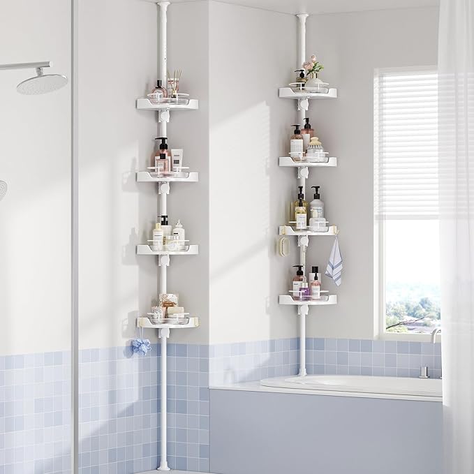 shuang qing 360° Rotating Corner Shower Caddy Tension Pole Organizer - Image 7