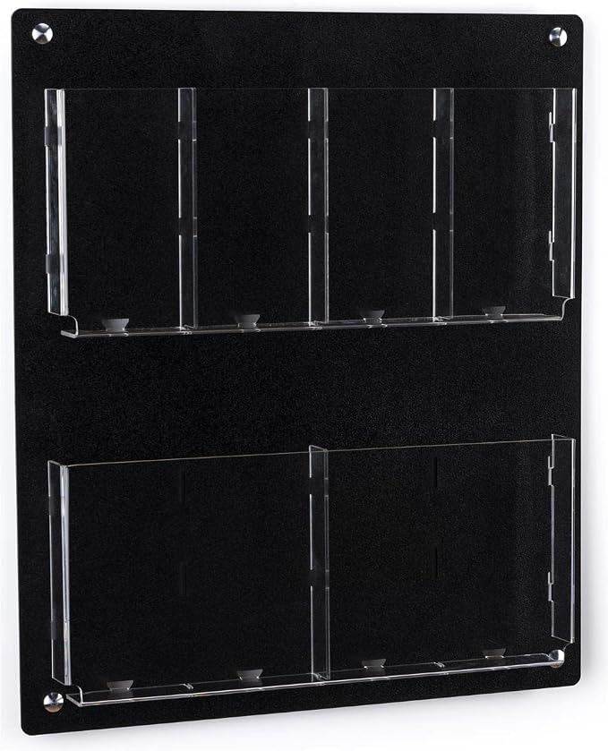 Displays2go Acrylic Wall Mounted Magazine Rack, 4-8 Adjustable Pockets - Image 3