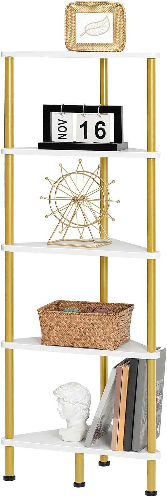 HOOBRO Corner Shelf Stand, Industrial 5-Tier Wall Corner Bookshelf - Image 8