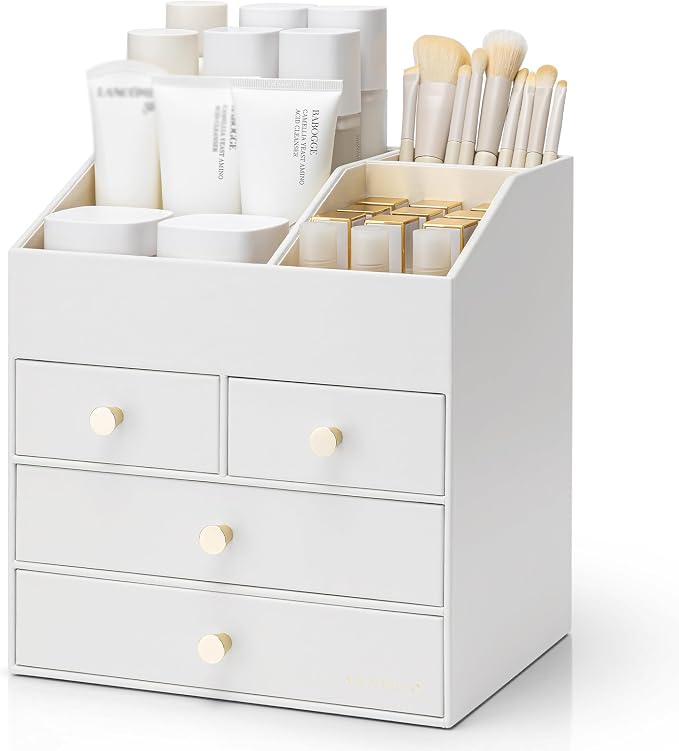 Vlando Makeup Organizer Countertop, Large Vanity Organizer PU Leather Make up by VLANDO