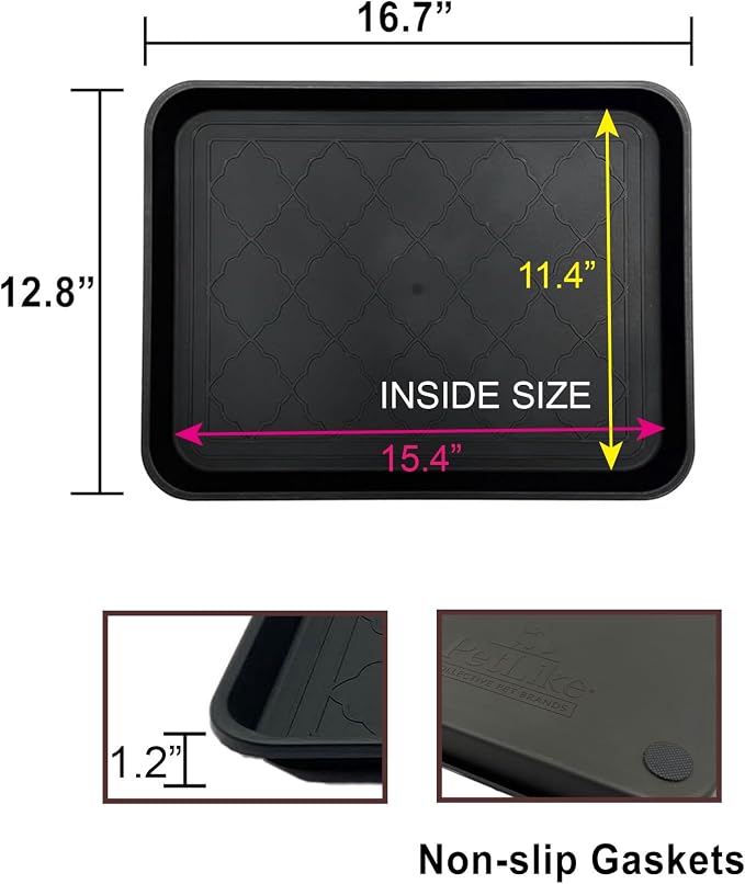 PetLike Boot Tray for Entryway Indoor/Outdoor, Hard Plastic Pet Food Mat 2pack - Image 2