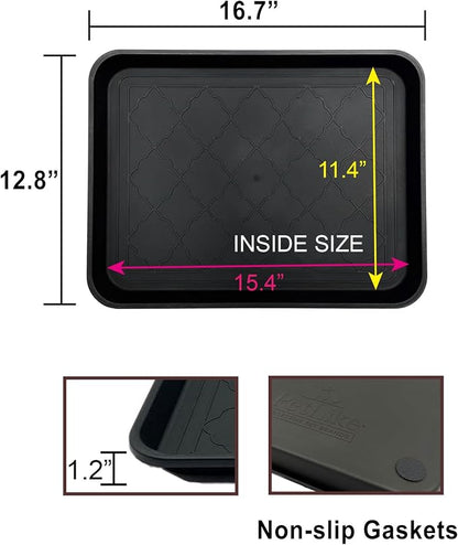 PetLike Boot Tray for Entryway Indoor/Outdoor, Hard Plastic Pet Food Mat 2pack - Image 2