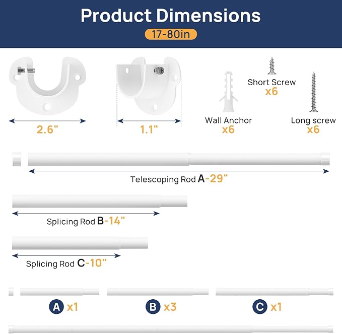 ENJOYBASICS 17-80" Heavy Duty Closet Rod - Image 2