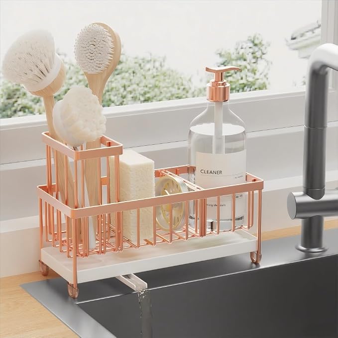 Cisily Rose Gold Sponge Holder for Kitchen Sink, Sink Caddy Organizer by CISILYHOMELIFE