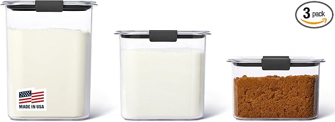 Rubbermaid Brilliance Plastic Food Storage Pantry Baking Set, 3 Containers by Unknown