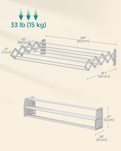 SONGMICS Clothes Drying Rack, Wall-Mounted Drying Rack Clothing, Accordion - Image 7