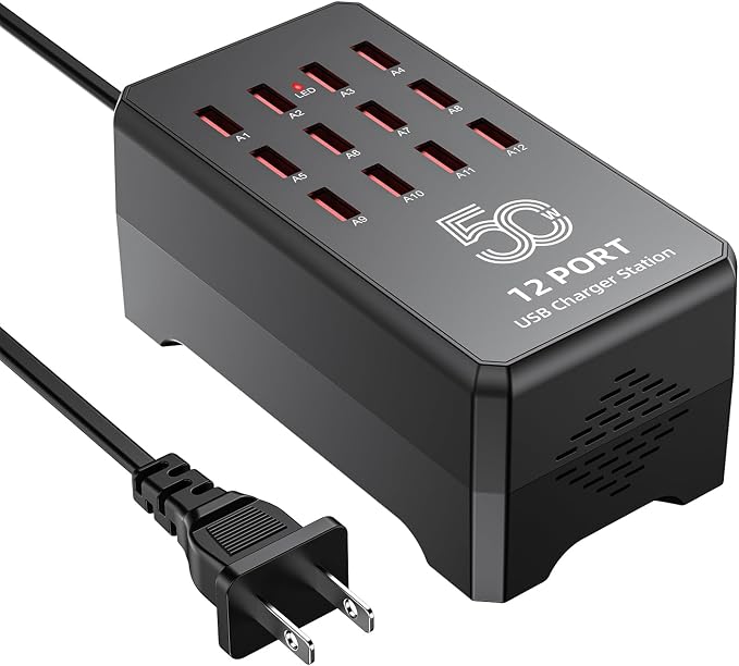 50W 12-Port USB Charging Station by Unknown