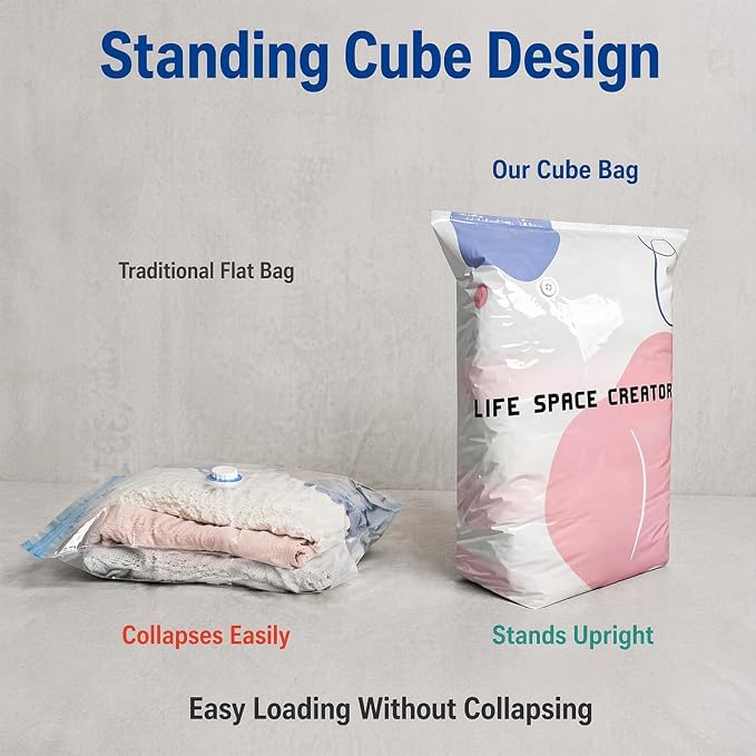 No Pump Vacuum Storage Bags, Cube Compression Storage Bags - Image 5