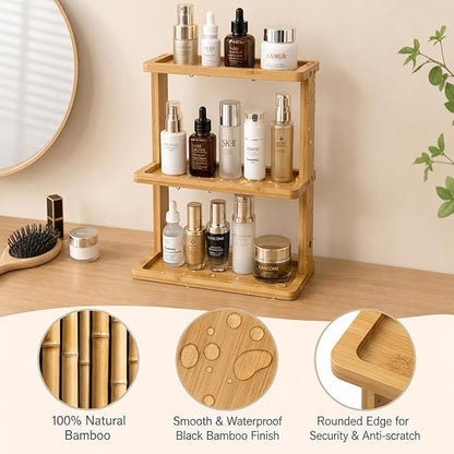 PEKER Bamboo Bathroom Organizer Countertop – Vanity Storage Shelf - Image 5