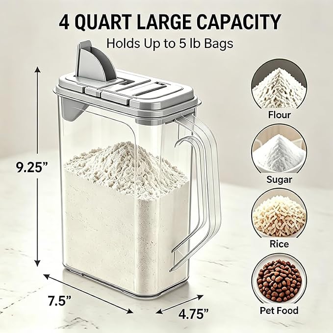 Cereal Containers Storage, Airtight 4 Quart Plastic Pantry Containers - Image 4