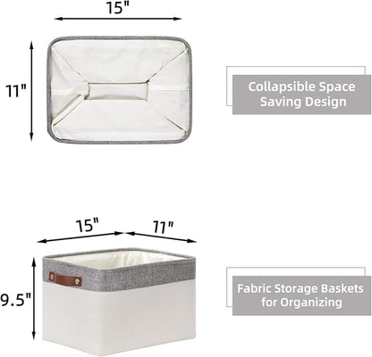 HNZIGE Large Storage Baskets for Shelves Fabric Storage Toy Baskets - Image 2