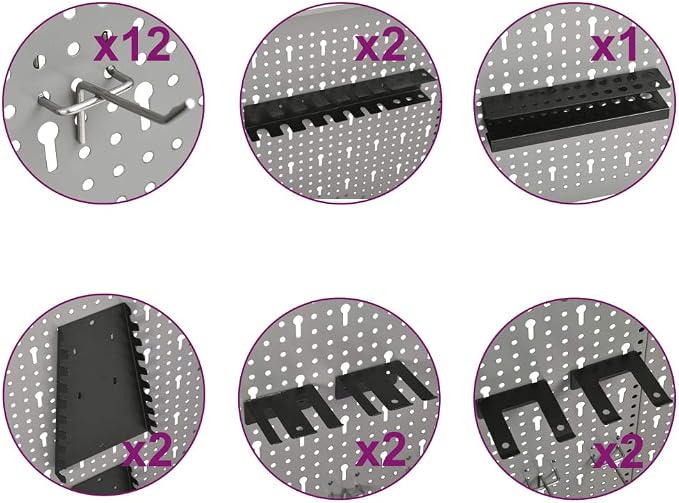 Wall-Mounted Peg Boards 4-Pack 15.7"x22.8" Steel - Image 9