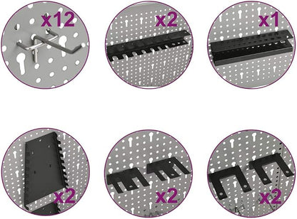 Wall-Mounted Peg Boards 4-Pack 15.7"x22.8" Steel - Image 9