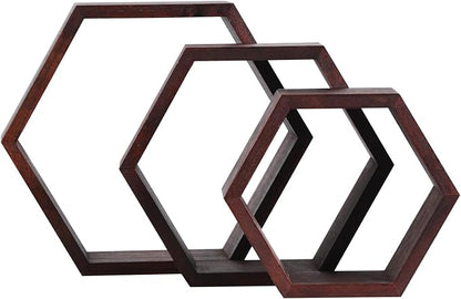 Hexagon Shelves, Floating Wall Shelf, Honeycomb Octagon Cube Shelves Wood | - Image 9