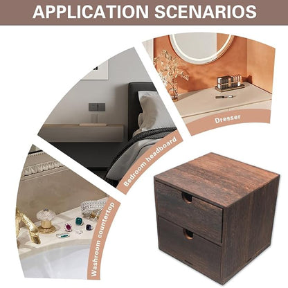 2-Drawer Desk Organizer Rustic Wooden Drawer Organizer - Image 4