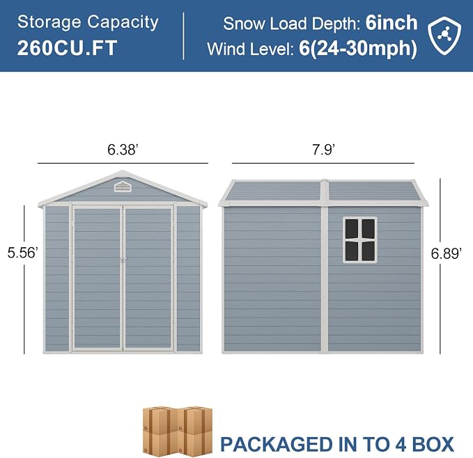 Outdoor Storage Shed, 8X6 FT Resin Shed - Image 5