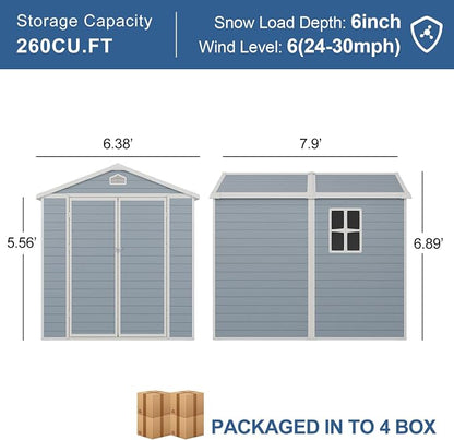 Outdoor Storage Shed, 8X6 FT Resin Shed - Image 5
