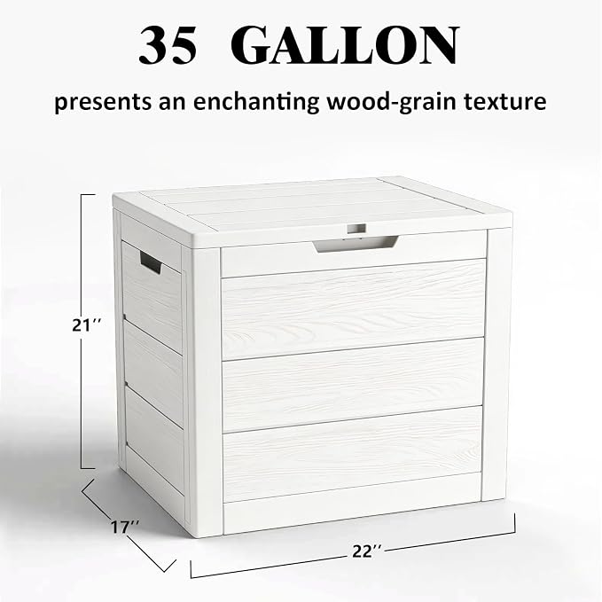 35 Gallon Deck Box, Lockable Waterproof Resin Storage Box - Image 2