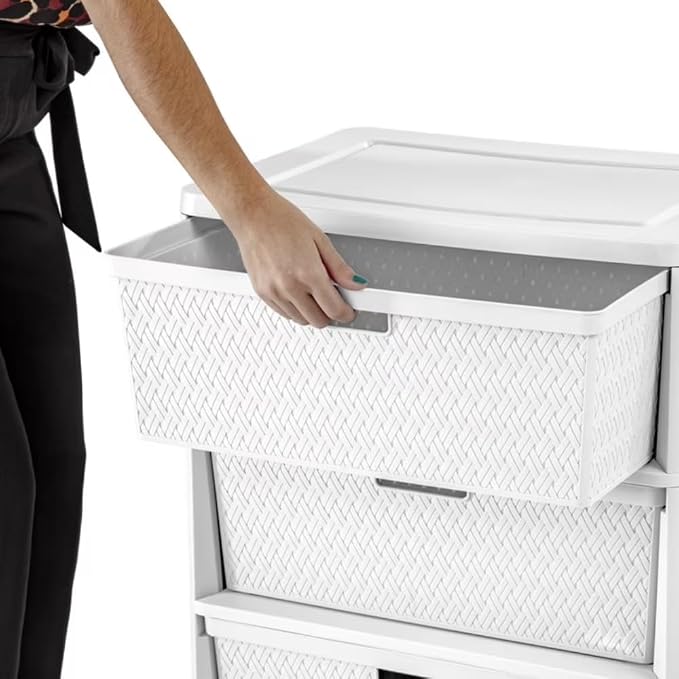 Wide 3 Drawer Storage Tower Plastic Organizer Cart - Image 5
