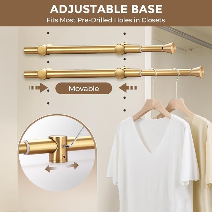 12" Valet Rod for Closet Pull Out, Heavy Duty Slide-Out Closet Rod for Hanging - Image 2