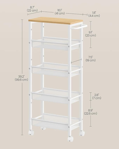 VASAGLE Slim Rolling Cart, 5-Tier Storage Cart, Narrow Cart - Image 7
