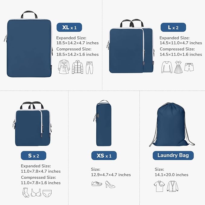 CherryNow Compression Packing Cubes, 7 Set Packing Cubes - Image 2