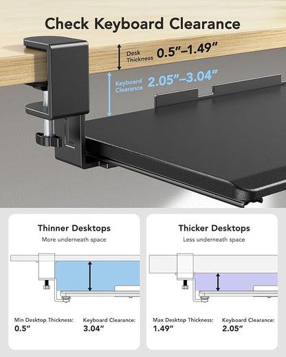 HUANUO Keyboard Tray Under Desk, Keyboard Holder - Image 4