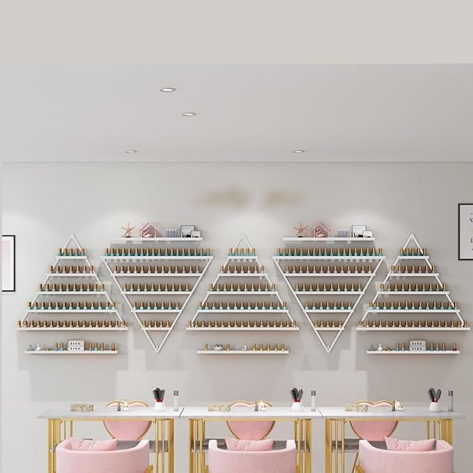Elegant Wall Mounted Nail Polish Storage Rack Set of 10 Triangular Cosmetic - Image 3