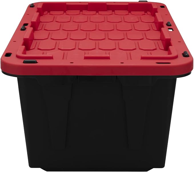 Black and Red Storage Bin, 17 Gallon Plastic Storage Container - Image 2