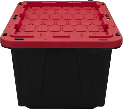 Black and Red Storage Bin, 17 Gallon Plastic Storage Container - Image 2