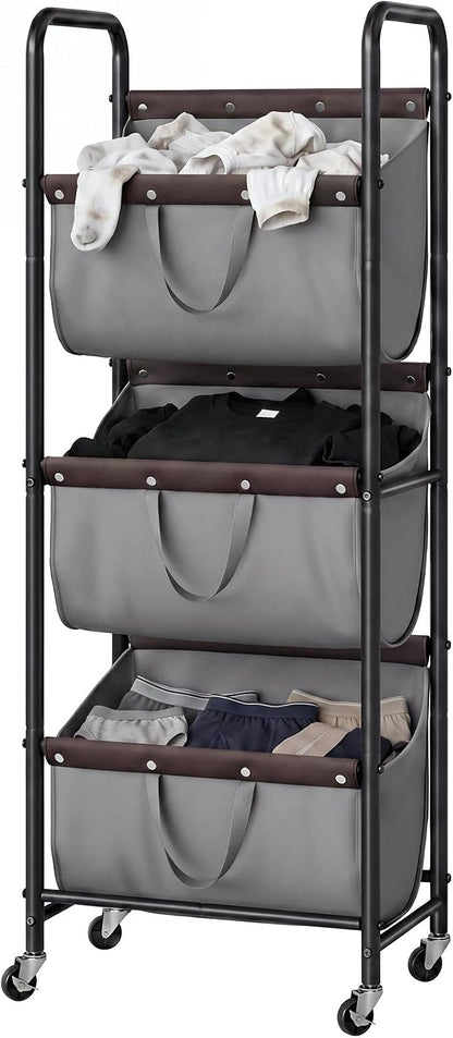GRANNY SAYS 3 Section Tiered Laundry Sorter, Slim Vertical Laundry Hamper by GRANNYSAYS