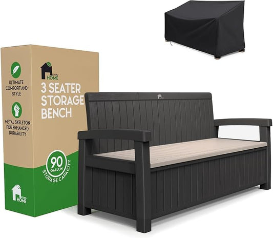 EconoHome 3 Seat Outdoor Storage Bench by EconoHome