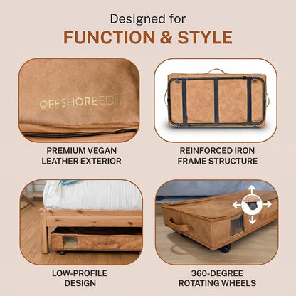 Premium Under Bed Storage with Wheels, Low Profile Rolling Storage Box in Vegan - Image 4