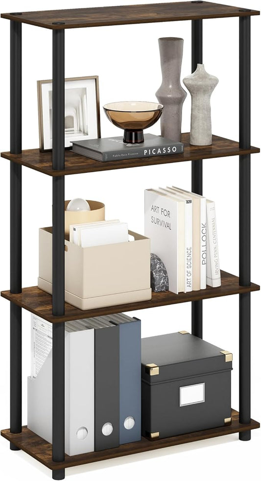 Furinno Turn-N-Tube Storage Shelves, 4-Tier Toolless Book Shelf, Corner Shelf by Furinno-FitsYourSpaceFitsYourBudget
