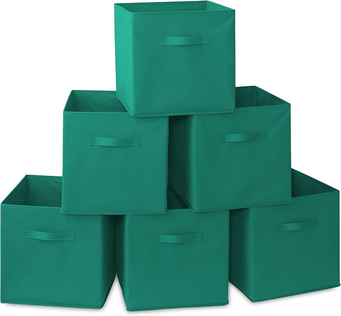 Casafield Set of 6 Collapsible Fabric Cube Storage Bins, Teal by Casafield
