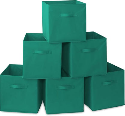 Casafield Set of 6 Collapsible Fabric Cube Storage Bins, Teal by Casafield