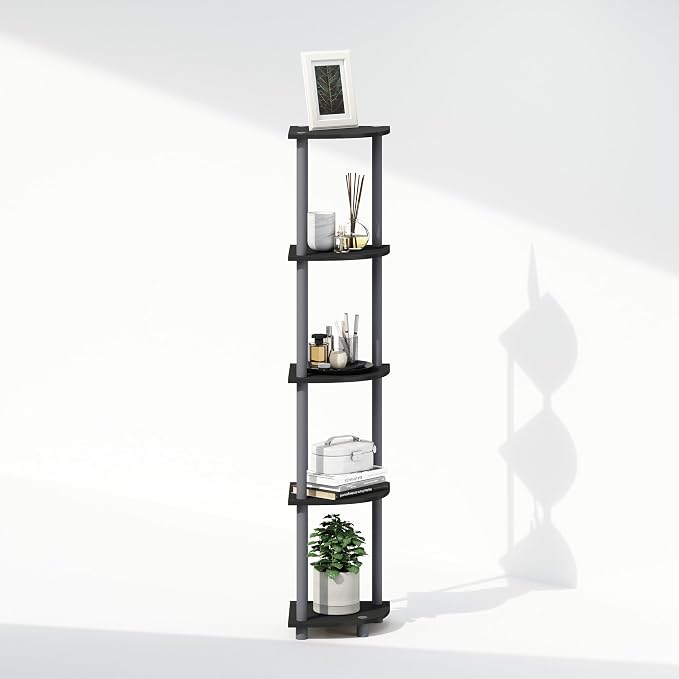 Furinno Turn-N-Tube Storage Shelves, 5-Tier Book Shelf, Corner Shelf, Toolless - Image 7