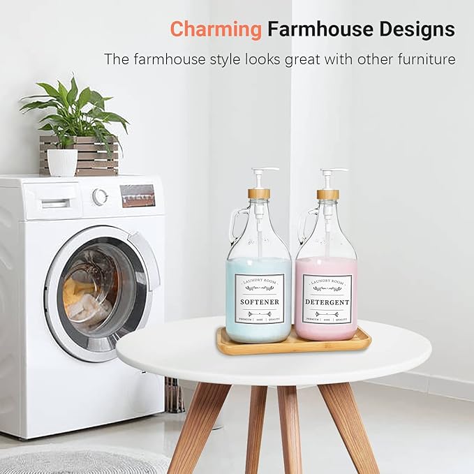 2 Pcs Glass Laundry Detergent Dispenser Bottle, Liquid Laundry Soap Dispenser - Image 2