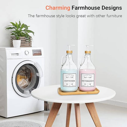 2 Pcs Glass Laundry Detergent Dispenser Bottle, Liquid Laundry Soap Dispenser - Image 2