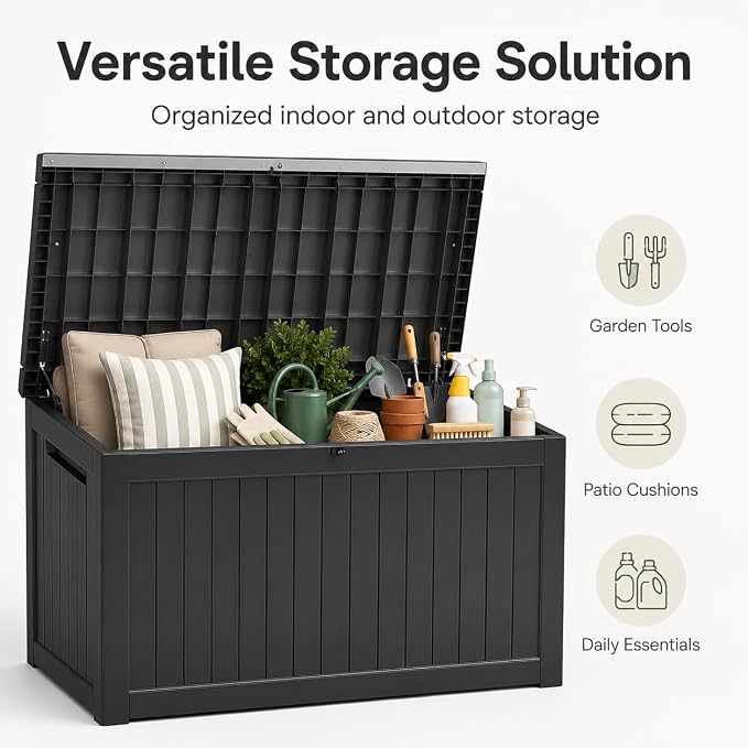 270 Gallon Extra Large Deck Box Outdoor, Resin Storage Box Outdoor Waterproof - Image 6