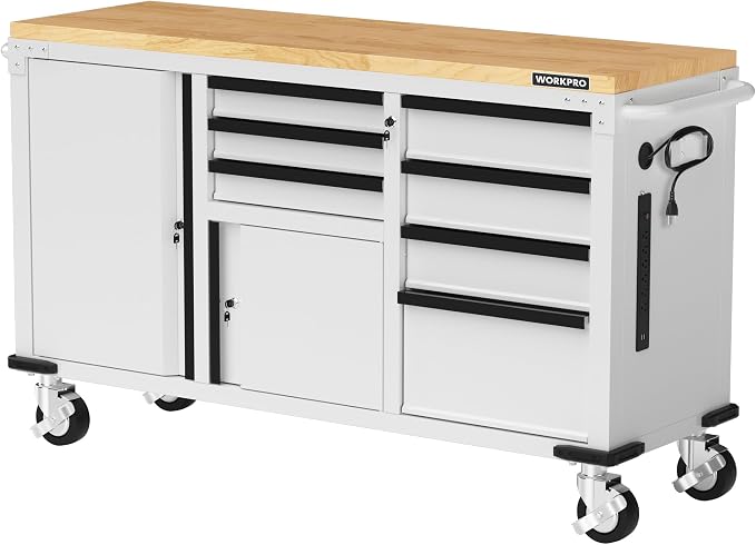 WORKPRO 62" x 20" 7-Drawer & 2-Door Rolling Tool Chest, Mobile Tool Storage by WORKPRO