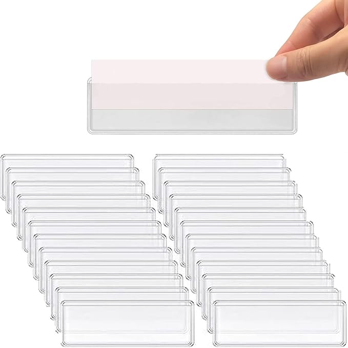 Adhesive Shelf Tag Label Holders Clear, Label by OwlFocus