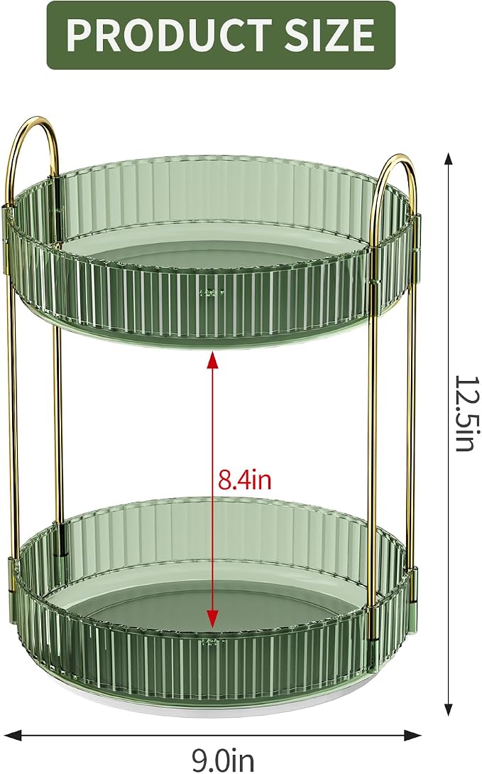 360° Rotating Makeup Organizer, Large Capacity Skincare Organizer, 2 Tier - Image 5